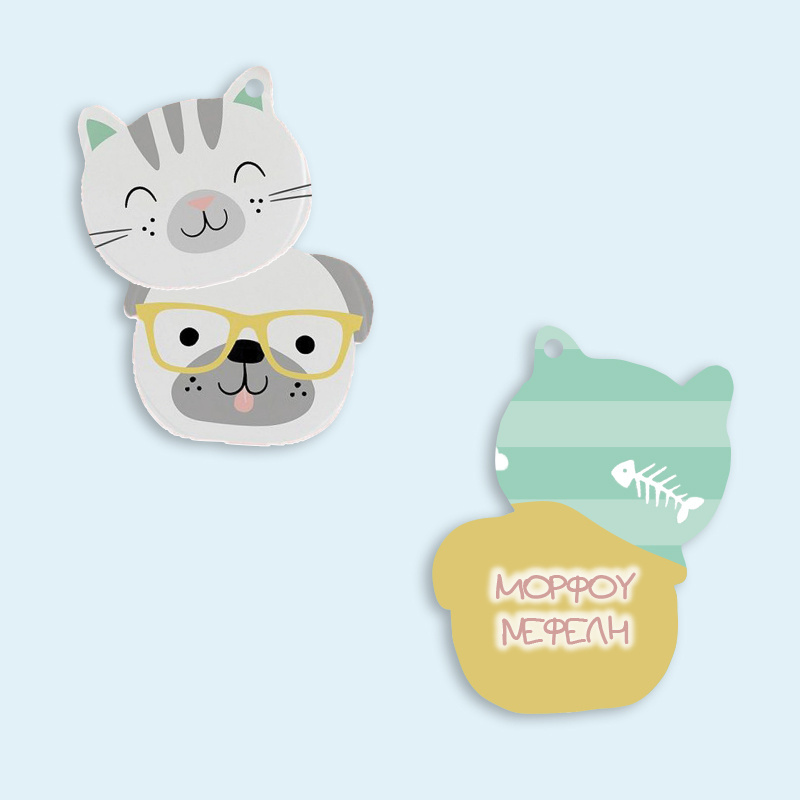 Ξύλινο ταμπελάκι Hello Pets με όνομα για την τσάντα