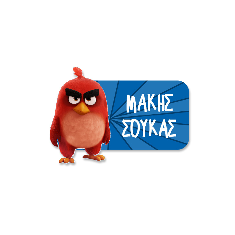 Αδιάβροχες σχολικές ετικέτες Angry Birds κοπτικές με όνομα
