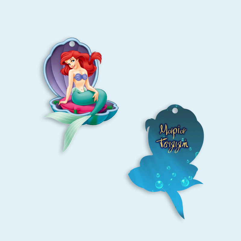 Ξύλινο ταμπελάκι Ariel με όνομα για την τσάντα