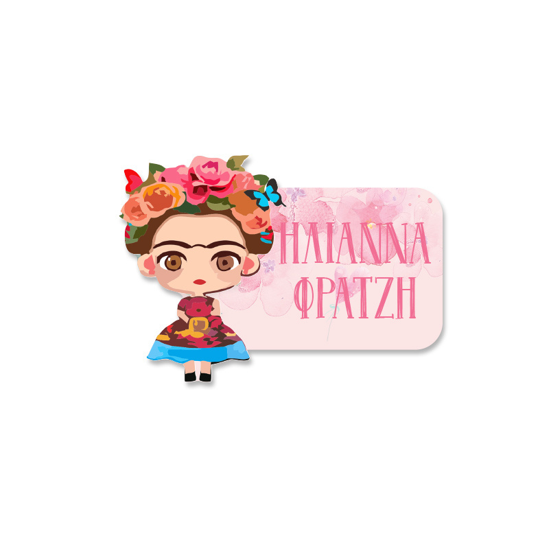 Αδιάβροχες σχολικές ετικέτες Frida Kahlo κοπτικές με όνομα